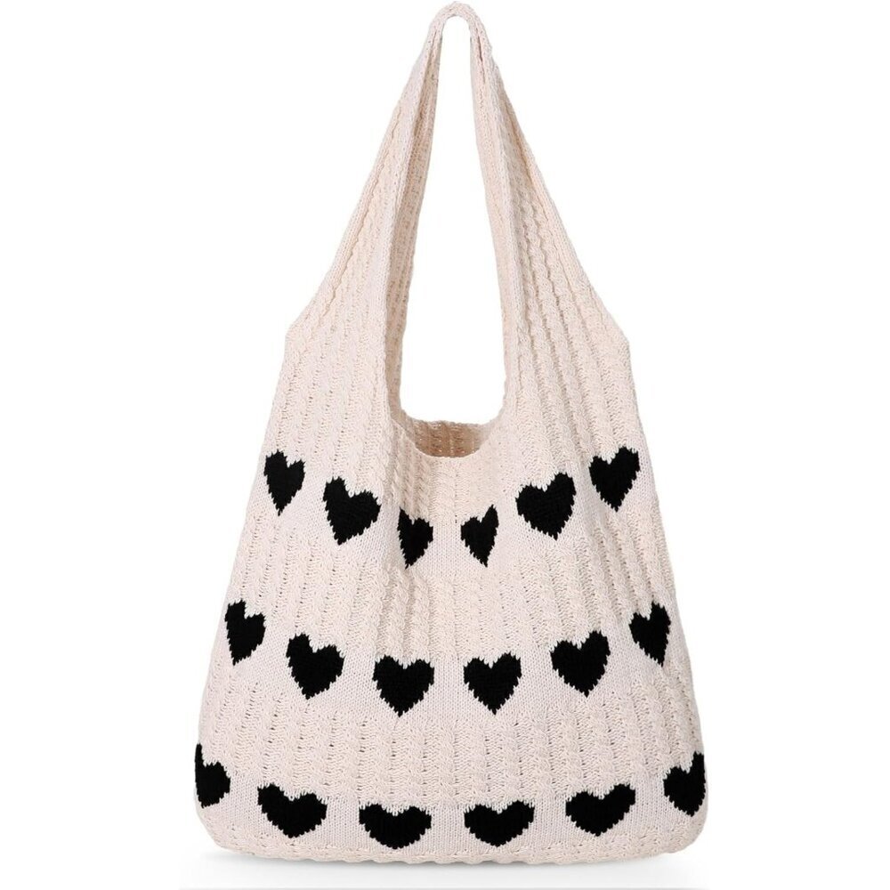 JASGOOD Crochet Beach Bag for Women, Boho Knit Summer Tote & Shoulder Bag